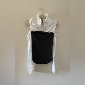 Vintage Cop.Copine white top gray butted bottom unique top sz Xs/S